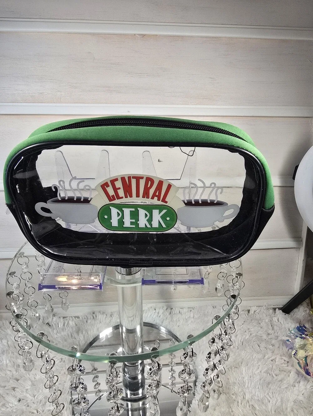 Clear Friend's Graphic Cosmetic Pouch - Green Trim and acoordinating bouns bag